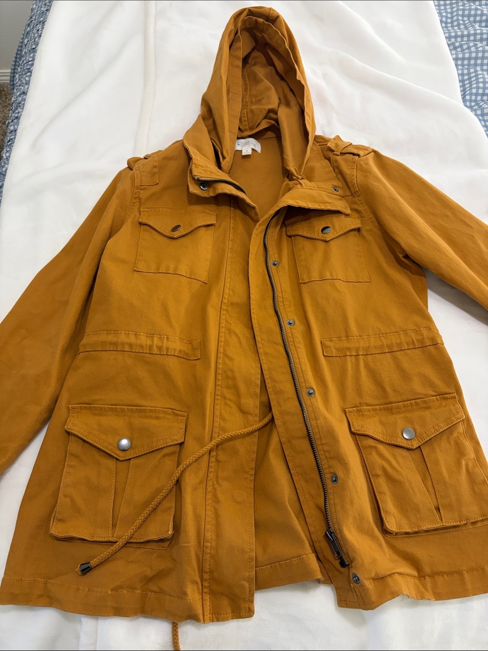 Market & Spruce Mustard Hooded Utility Jacket